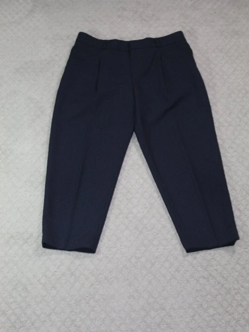 Banana Republic Size 10 Blue Black Houndstooth Pleated Front Ankle Pants